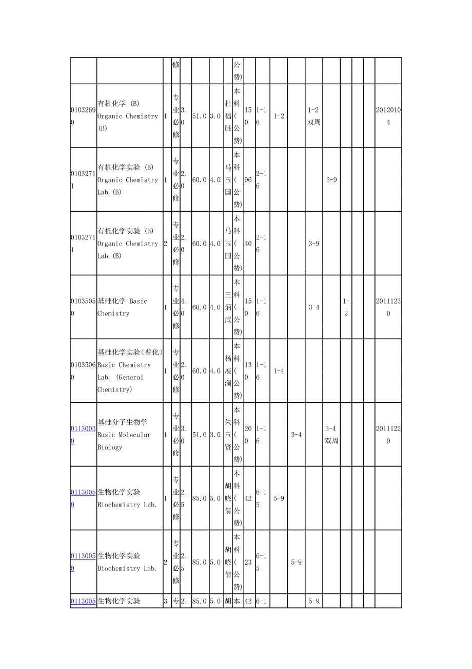 北京大学生命科学系课程表_第3页