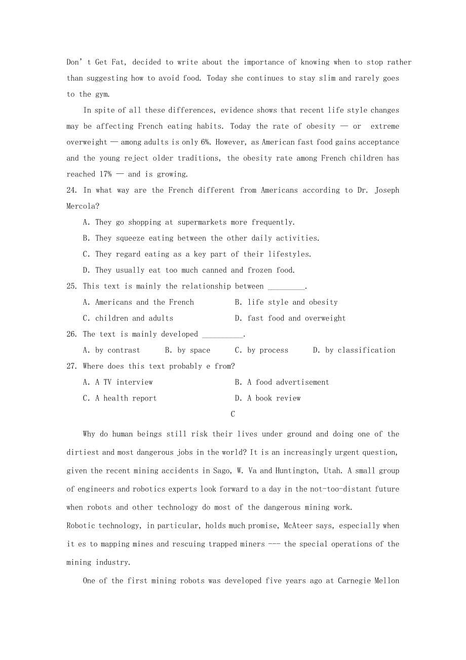 2022-2023学年高二英语上学期第二次月考试题(实验部)_第5页