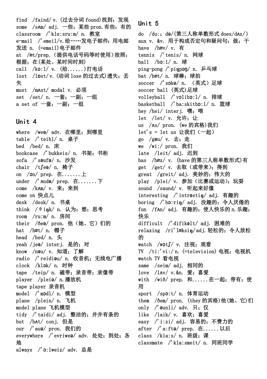 七年级上册英语单词表(带音标)_第3页