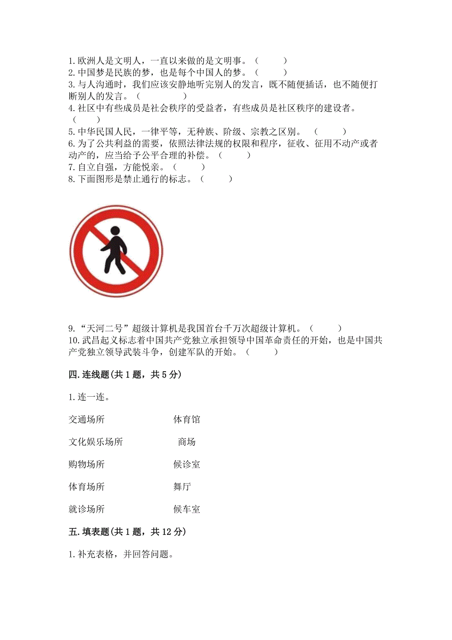 2022部编版五年级下册道德与法治期末测试卷附答案(典型题).docx_第4页