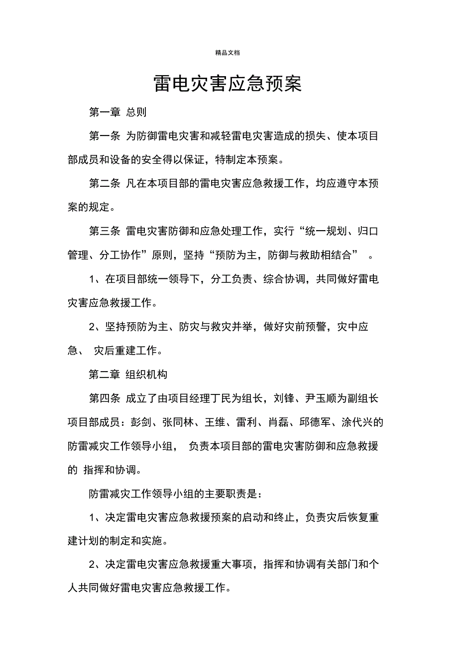 雷电灾害应急预案_第1页