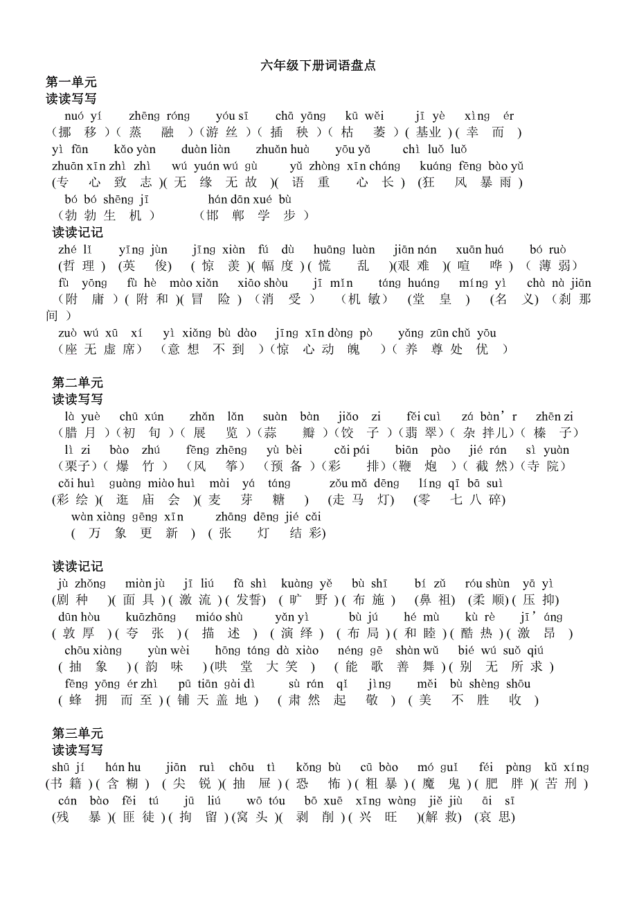 六年级下册词语盘点_第1页