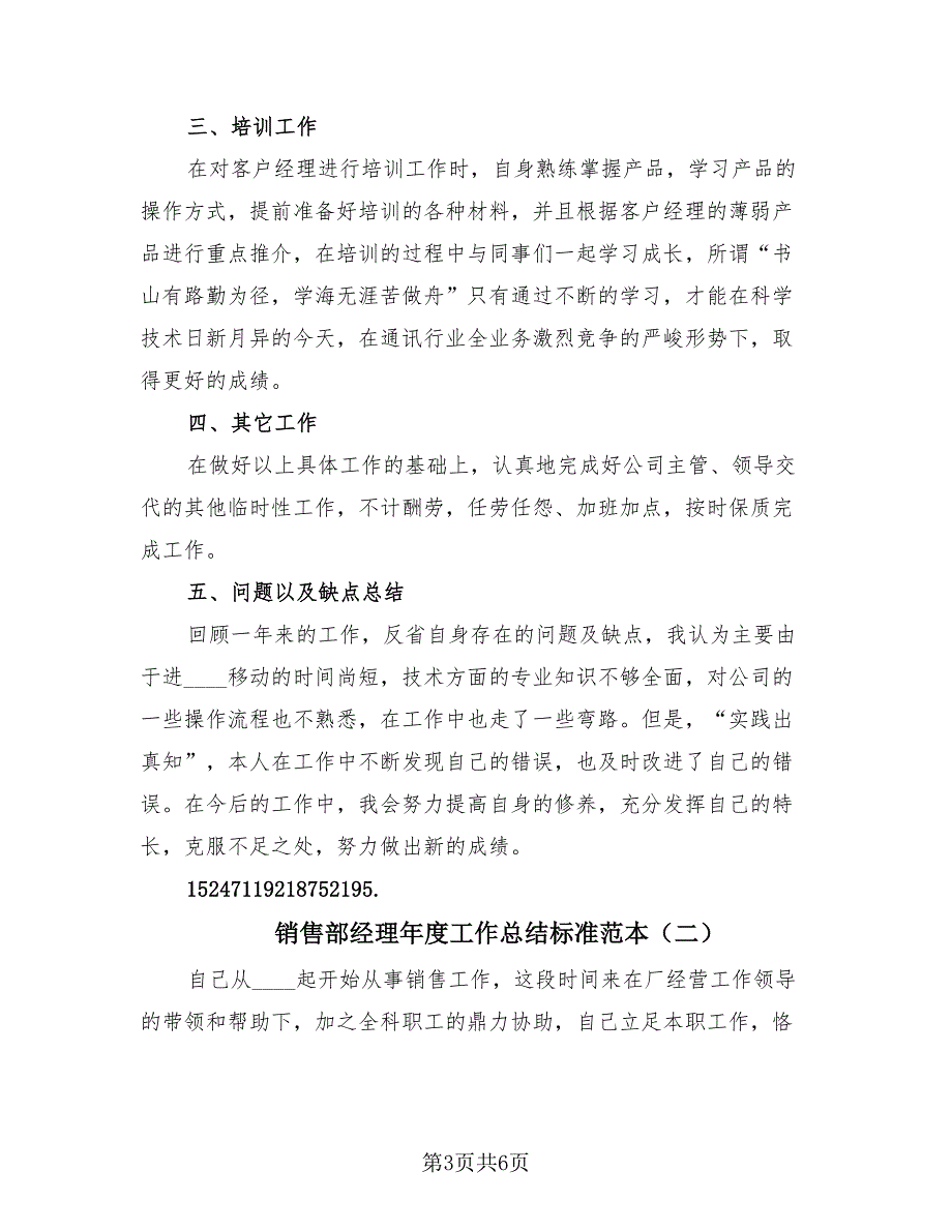 销售部经理年度工作总结标准范本（2篇）.doc_第3页