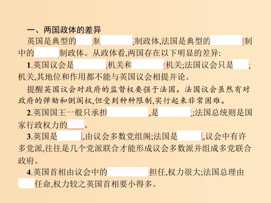 2019-2020学年高中政治 专题2 君主立宪制和民主共和制：以英国和法国为例 4 英法两国政体的异同课件 新人教版选修3.ppt_第3页