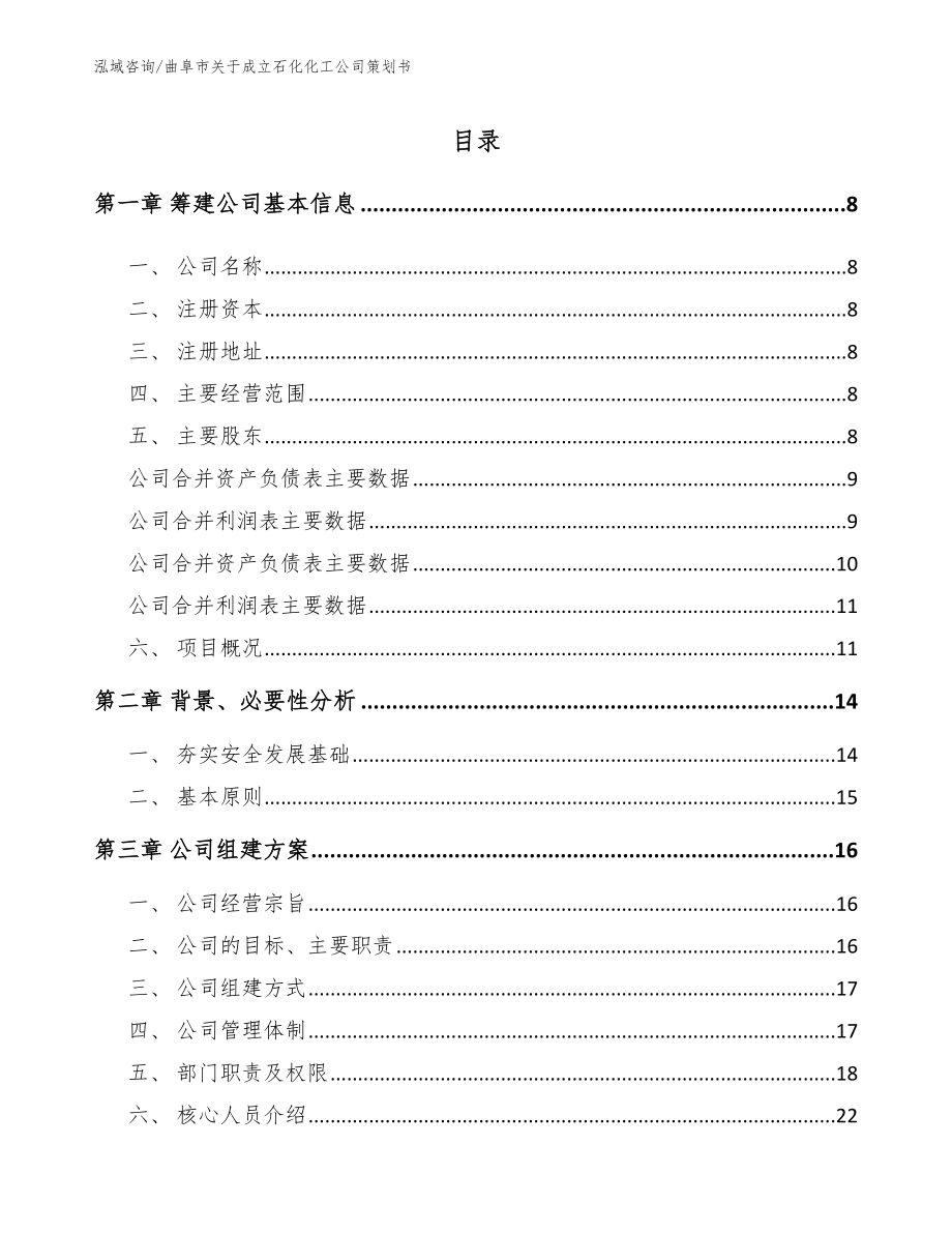 曲阜市关于成立石化化工公司策划书范文参考_第2页