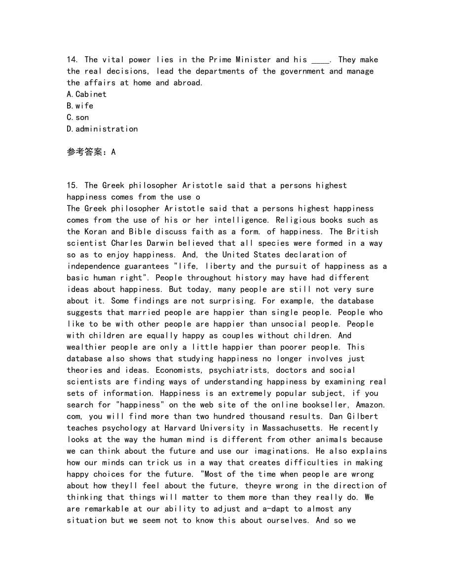 北京语言大学22春《英语国家概况》补考试题库答案参考66_第5页