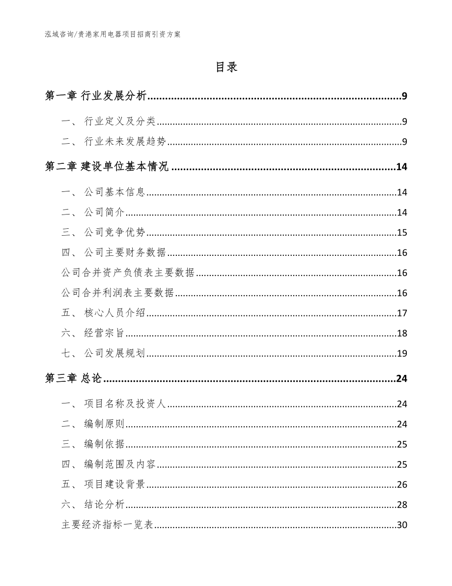 贵港家用电器项目招商引资方案模板参考_第2页