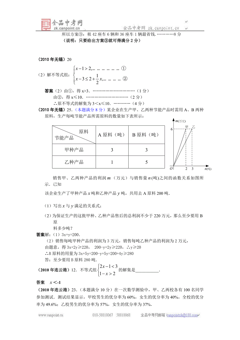 中考专题分类一元一次不等式组_第4页