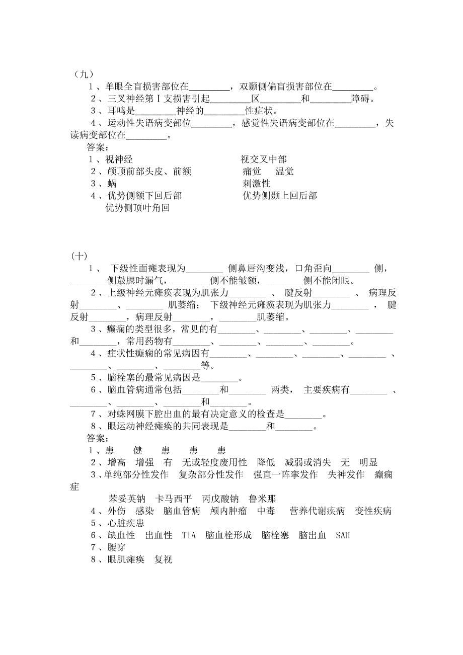 神经内科学考试题库集(填空题部分).doc_第5页