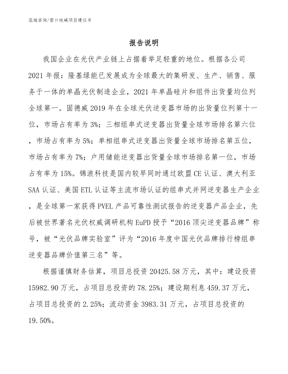 营口纯碱项目建议书_第1页