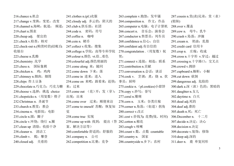 (word完整版)初中英语单词汇总+阅读高频词汇-推荐文档.doc_第3页