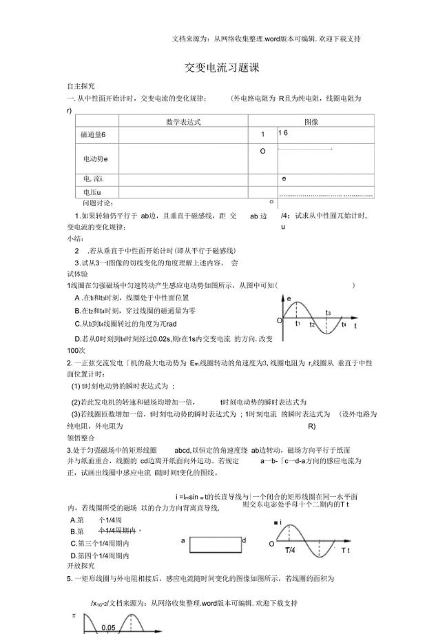 新课标人教版32选修三51交变电流同步试题6