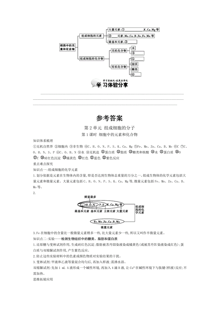 《细胞中的元素和化合物》导学案.doc_第4页