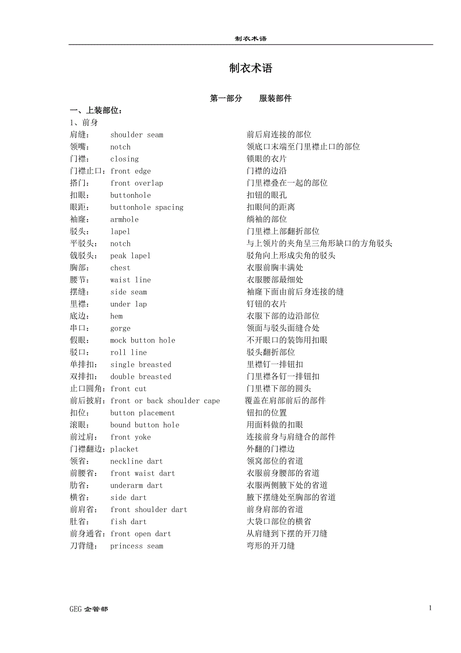 内衣 对照 english 2.doc_第1页