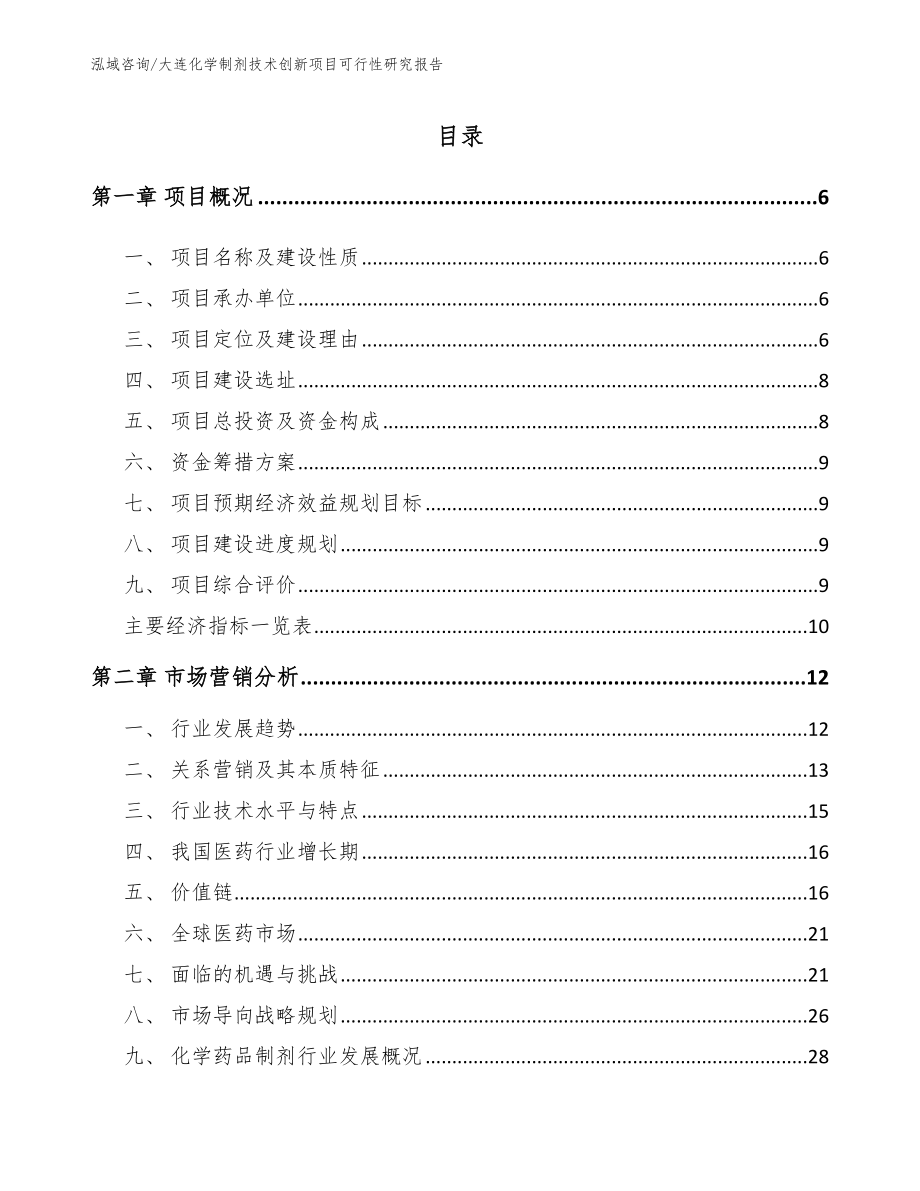 大连化学制剂技术创新项目可行性研究报告_模板参考_第1页