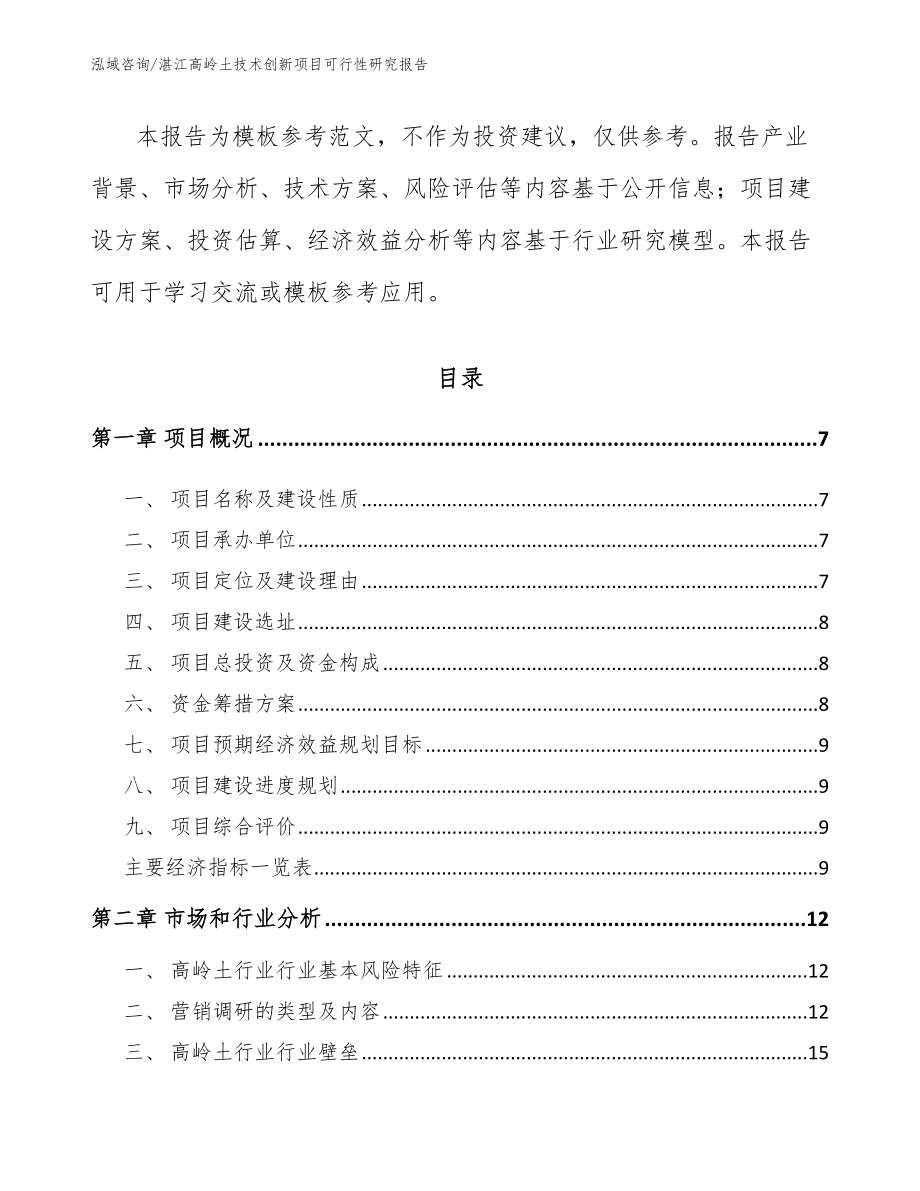 湛江高岭土技术创新项目可行性研究报告_第3页