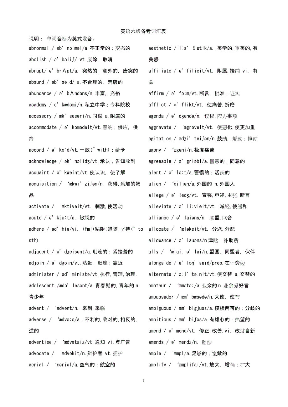 大学英语六级词汇.doc_第1页