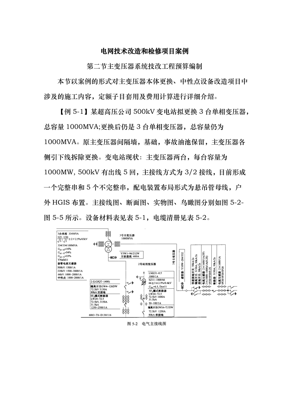 主变压器系统技改工程预算编制实例_第1页