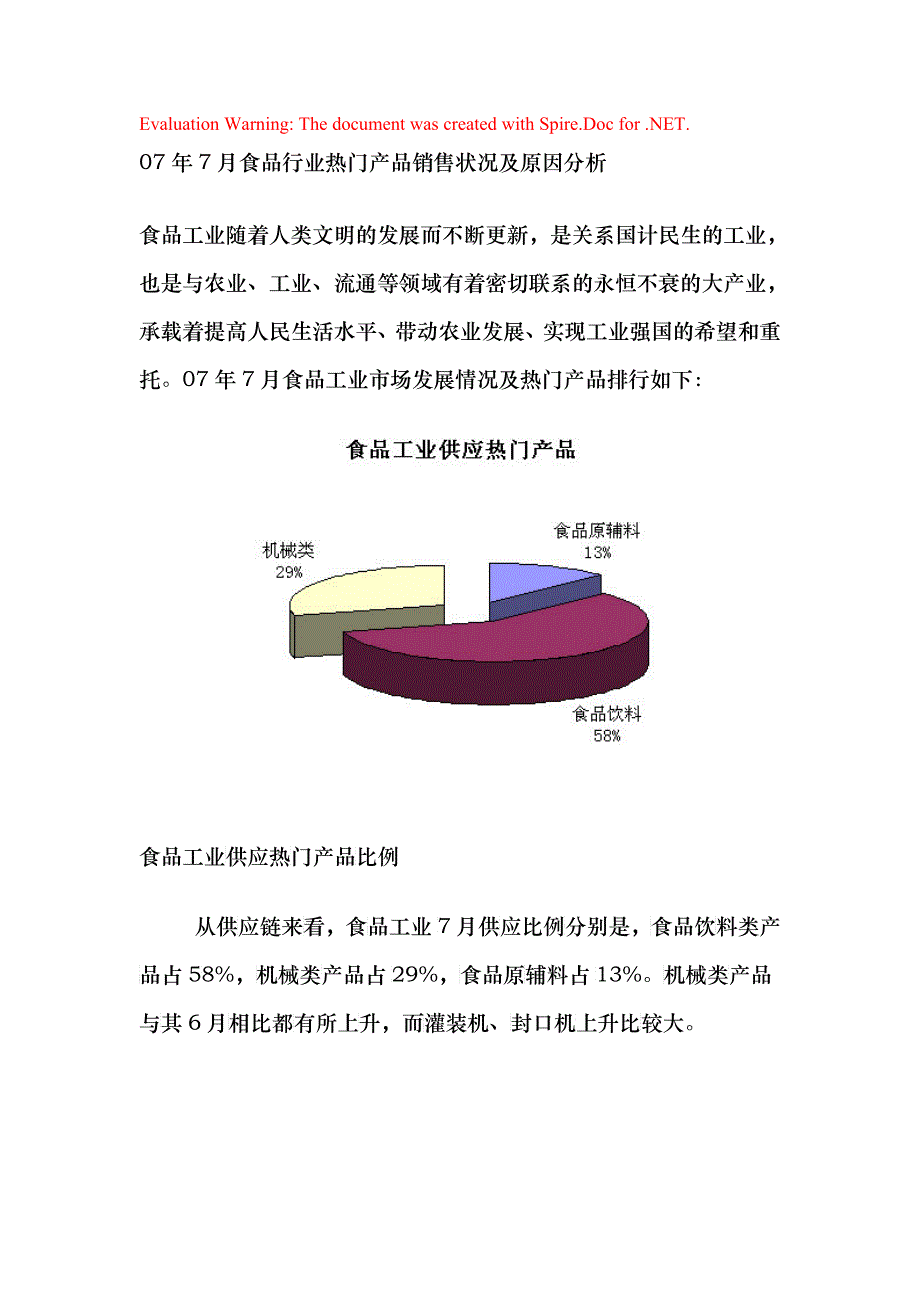 07年7月食品行业热门产品销售状况及原因分析_第1页