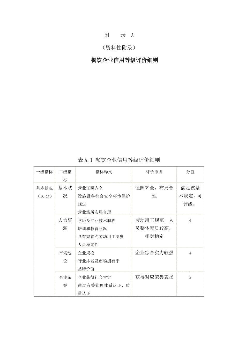 餐饮企业信用等级评价规范_第5页