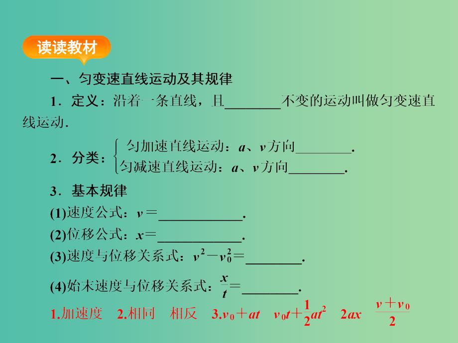 高考物理一轮复习 第一章 第2单元 匀变速直线运动的规律课件 (2).ppt_第3页