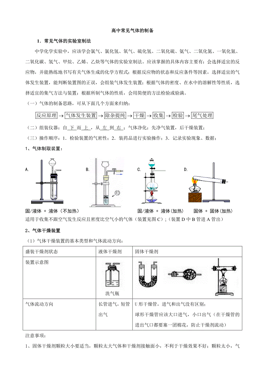 高中常见气体制备_第1页