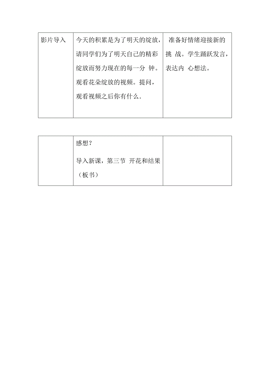 人教版初中生物七年级上册开花和结果教学设计_第2页