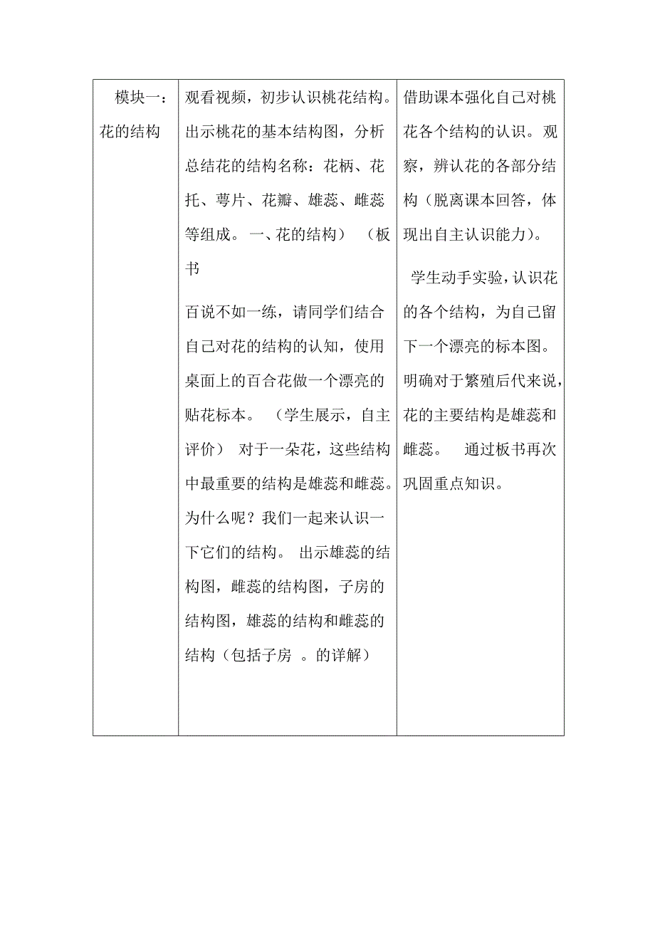 人教版初中生物七年级上册开花和结果教学设计_第3页