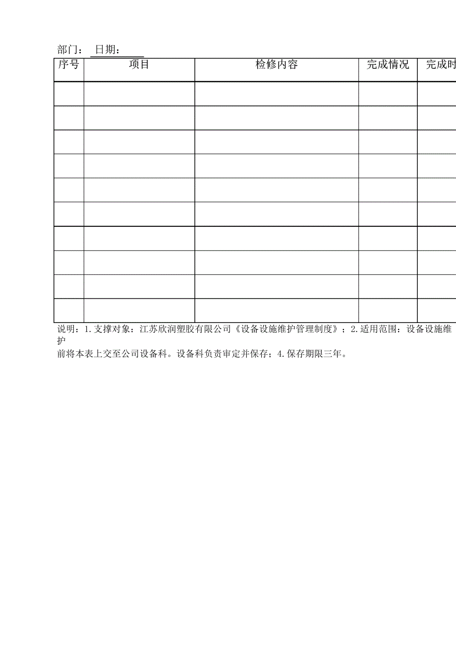 各类设备维修检查表_第3页