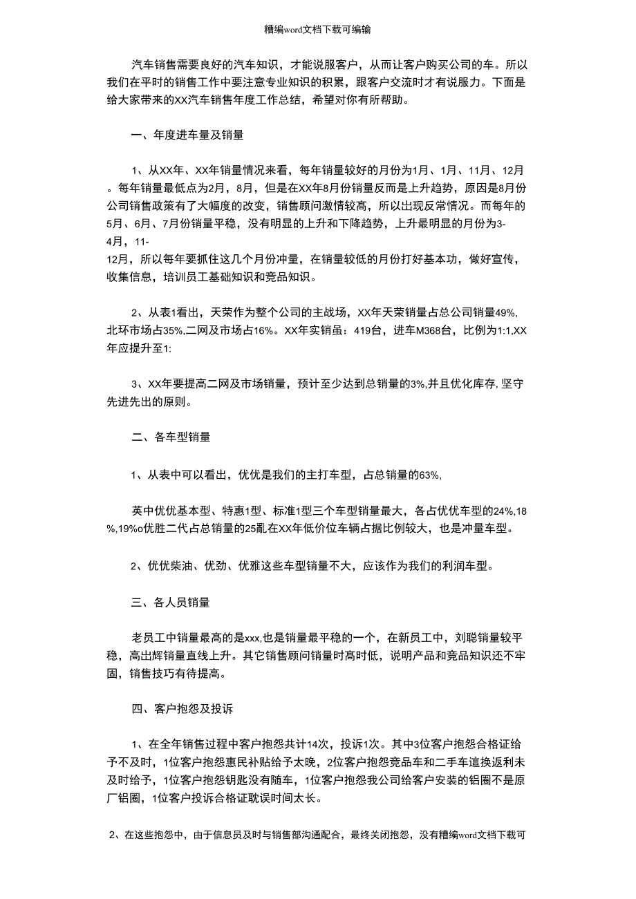 2020年9月汽车销售年终工作总结范文_第1页