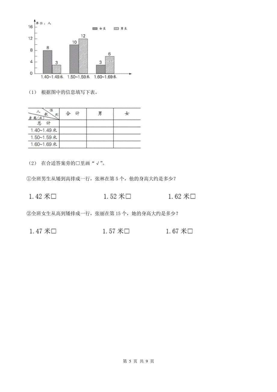 江西省宜春市四年级下册数学期末试卷_第5页