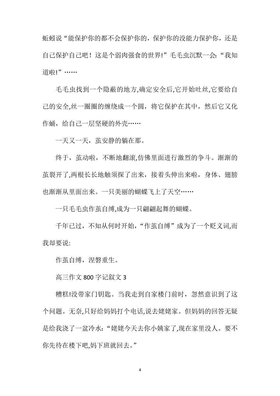 高三作文800字记叙文_第4页