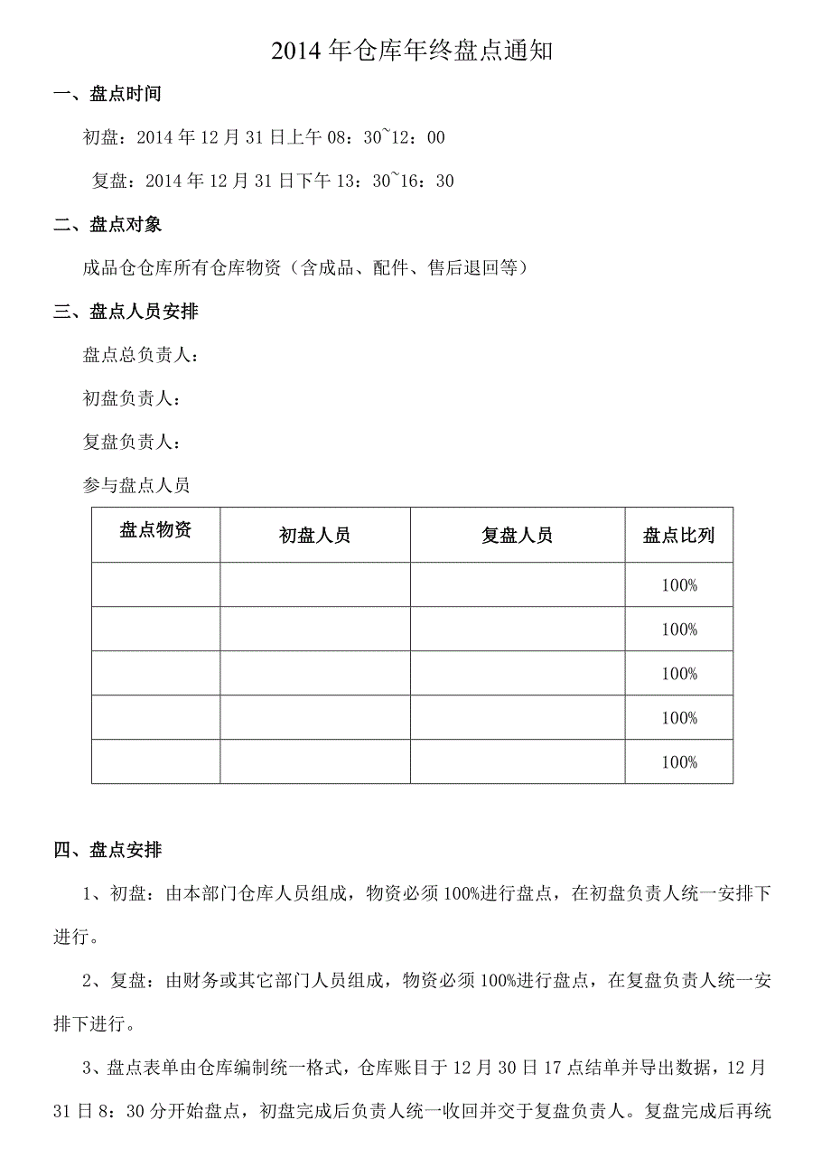 2014年仓库年终盘点通知.doc_第1页