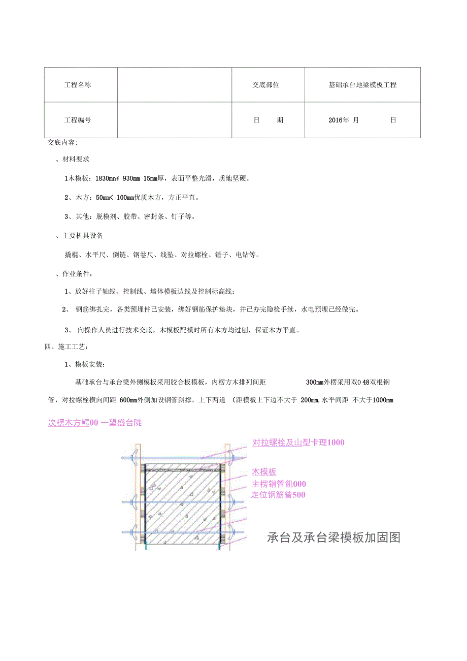 地梁模板技术交底_第1页