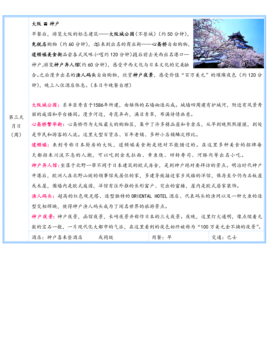 大阪京都奈良古都温泉之旅5日参考行程_第3页