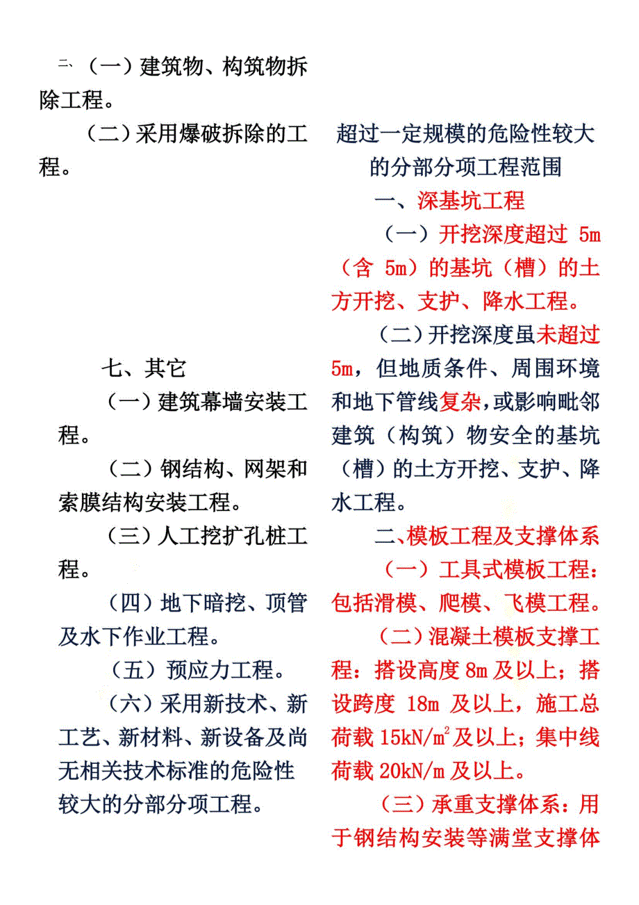 (危险性较大和超过一定规模危险性较大)分部分项工程范围_第3页