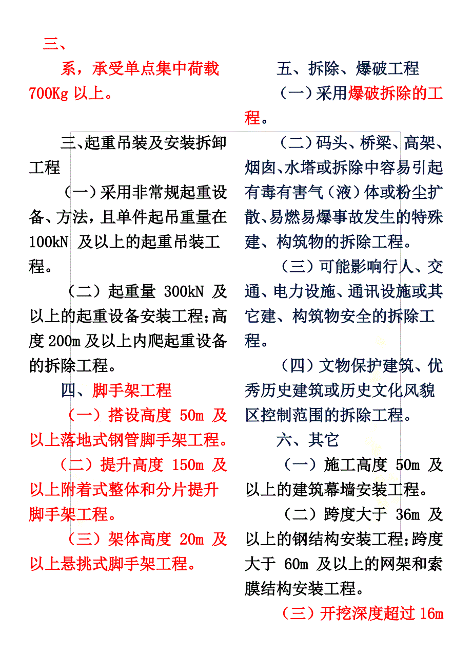 (危险性较大和超过一定规模危险性较大)分部分项工程范围_第4页