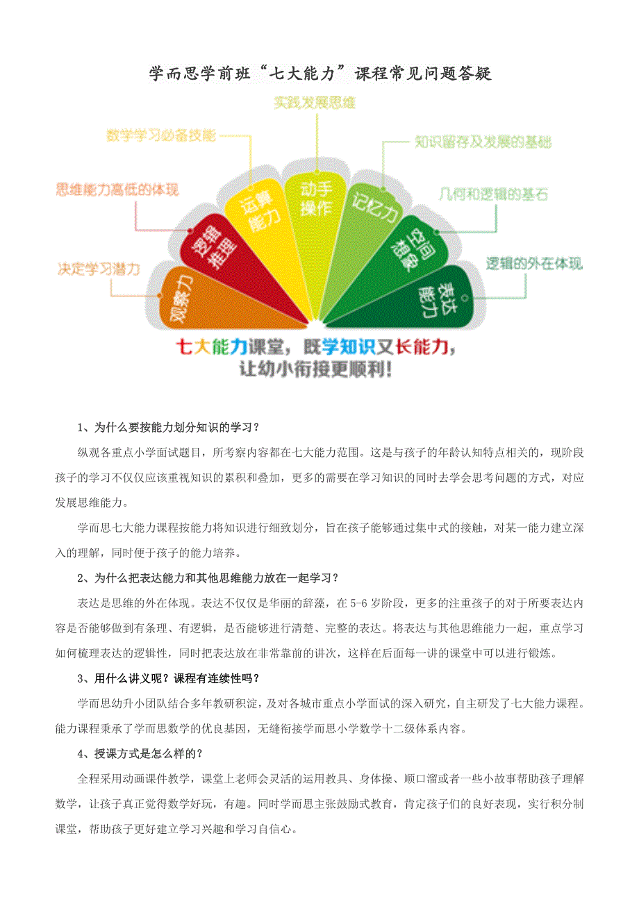 学而思年学前班“七大能力”课程常见问题答疑.doc_第1页