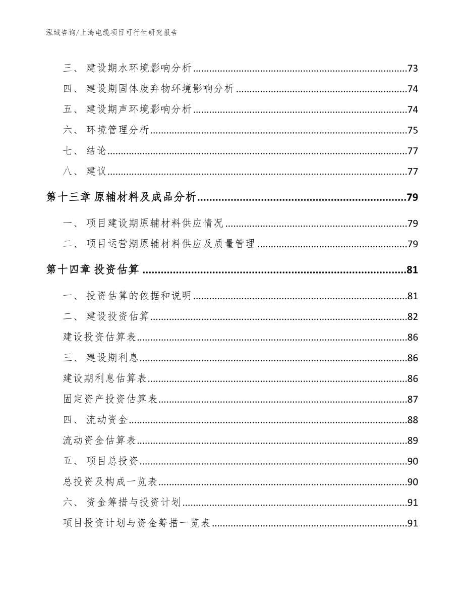 上海电缆项目可行性研究报告（参考模板）_第5页