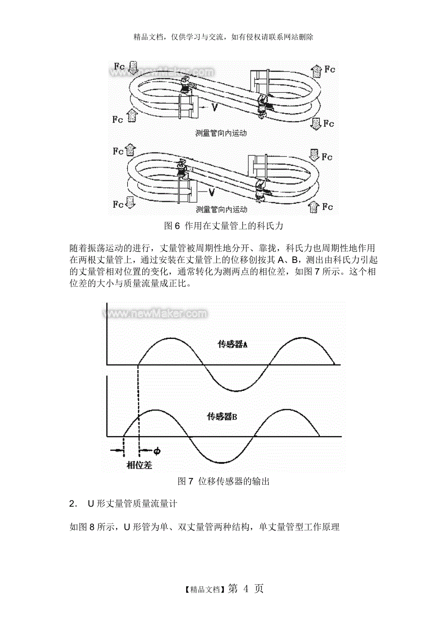 科氏力质量流量计的工作原理和典型结构特性_第4页