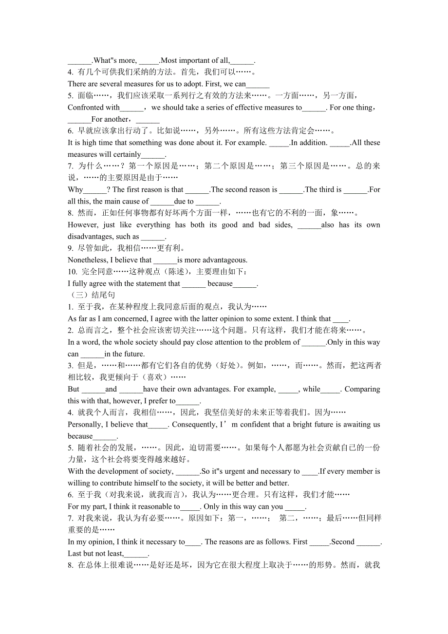 (完整word版)英语作文开头、结尾及作文模板.doc_第2页