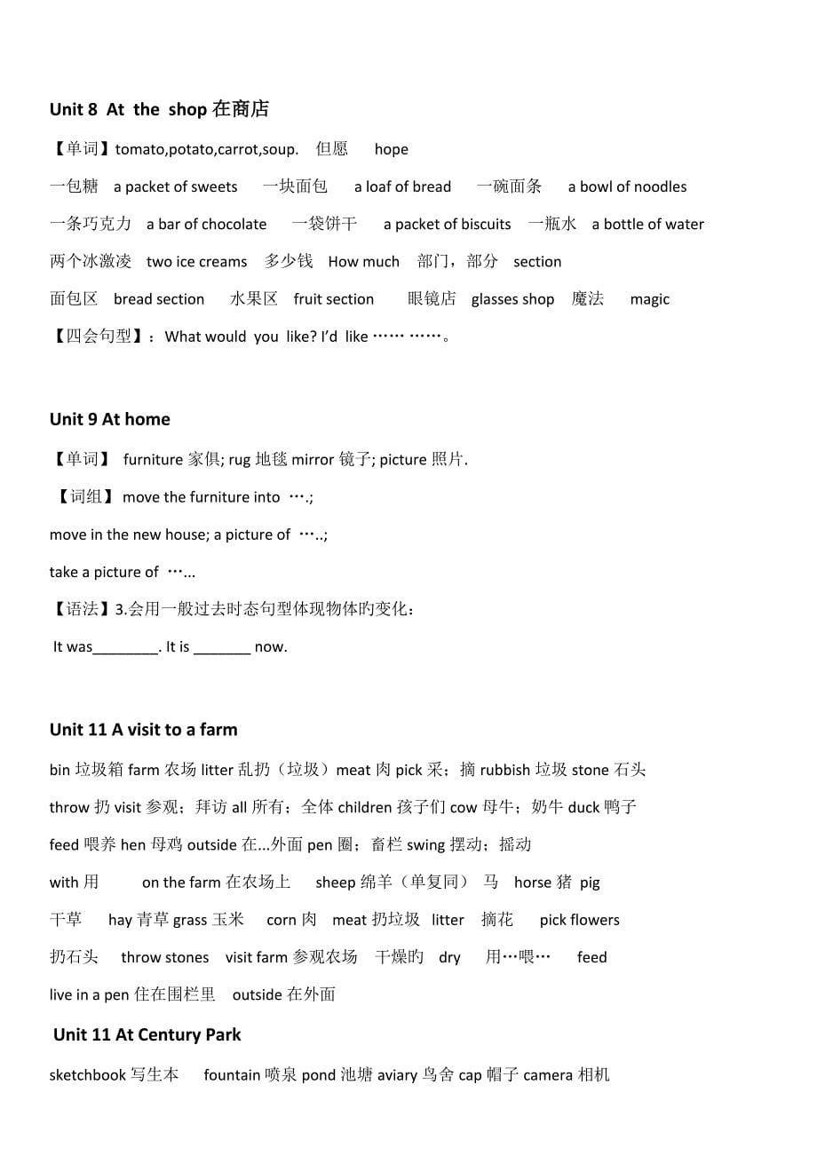 沪教版上海牛津英语四年级上词汇句型语法复习_第5页