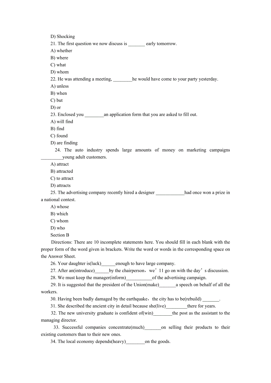 月大学生英语三级考试A级真题目及答案_第4页