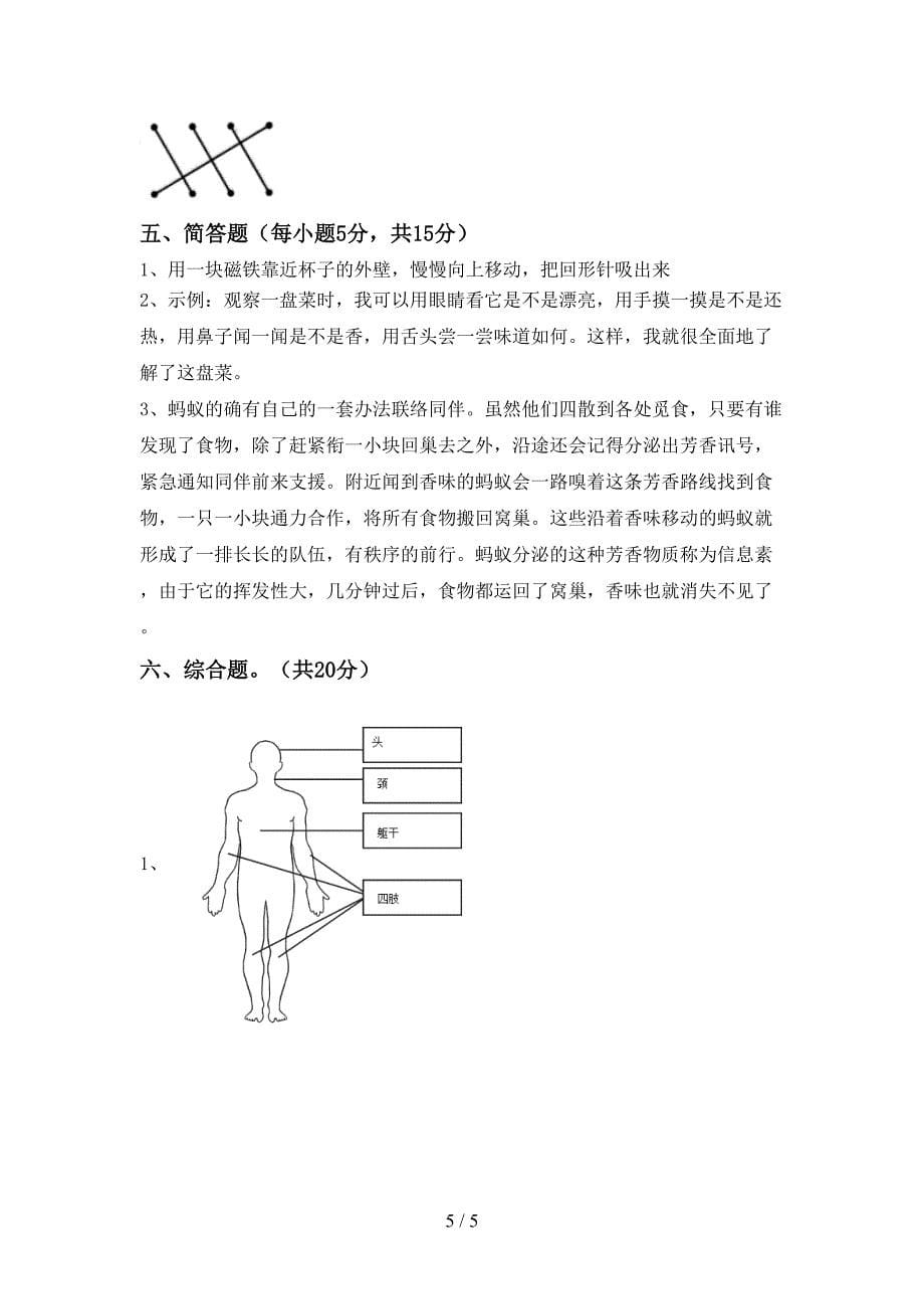 教科版小学二年级科学(上册)期中摸底考试及答案.doc_第5页