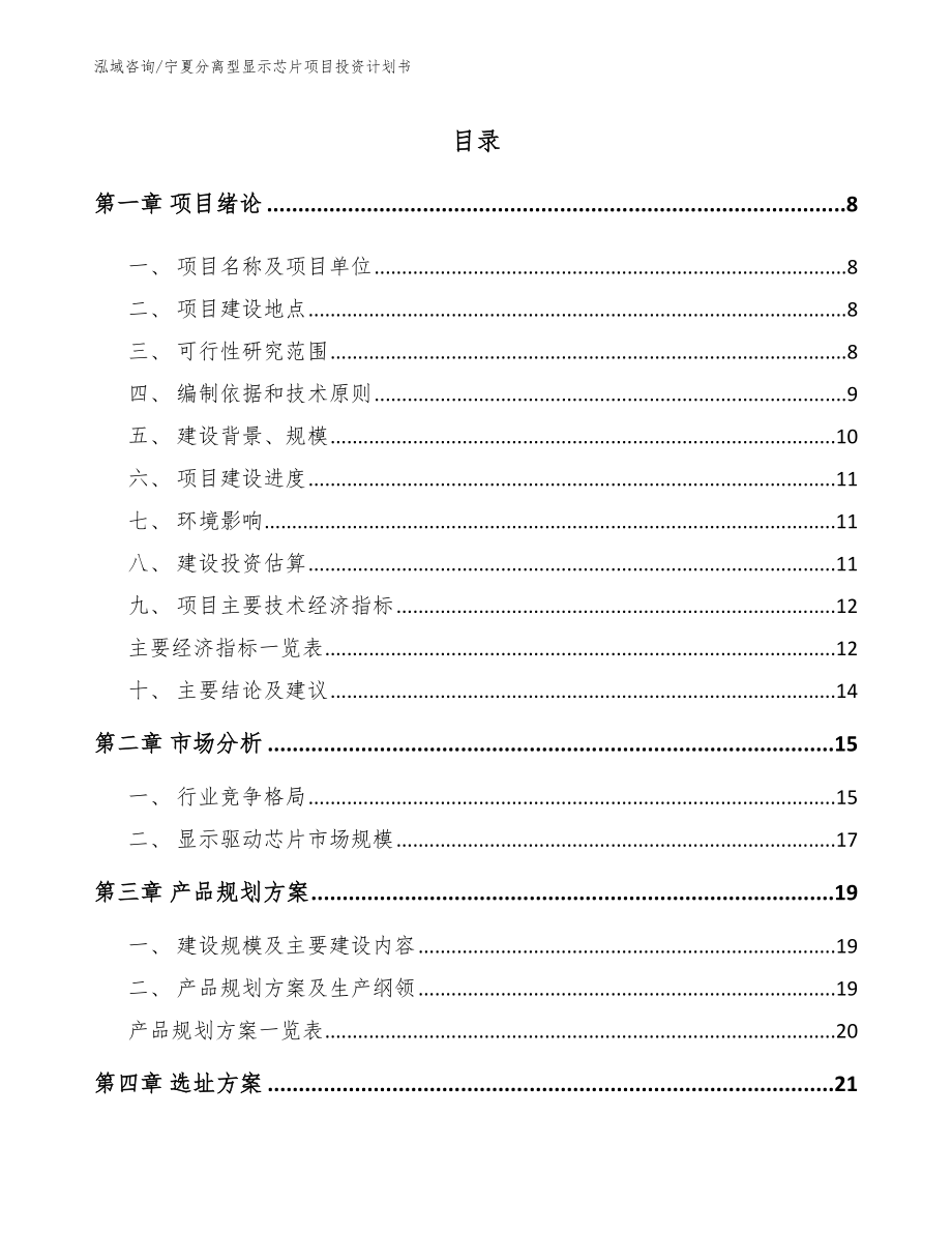 宁夏分离型显示芯片项目投资计划书【模板参考】_第1页