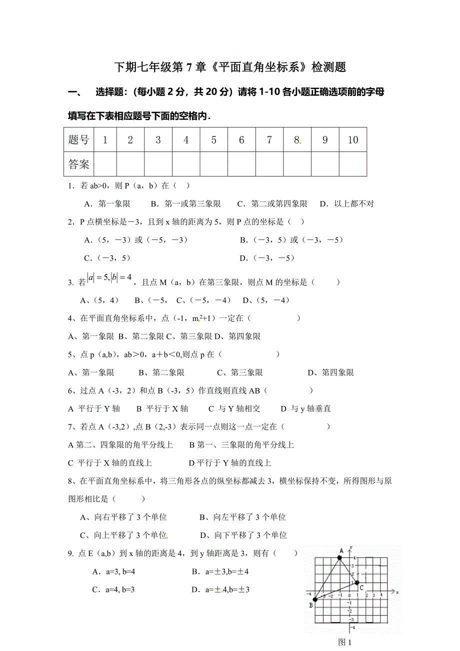 平面直角坐标系(教育精品)_第1页