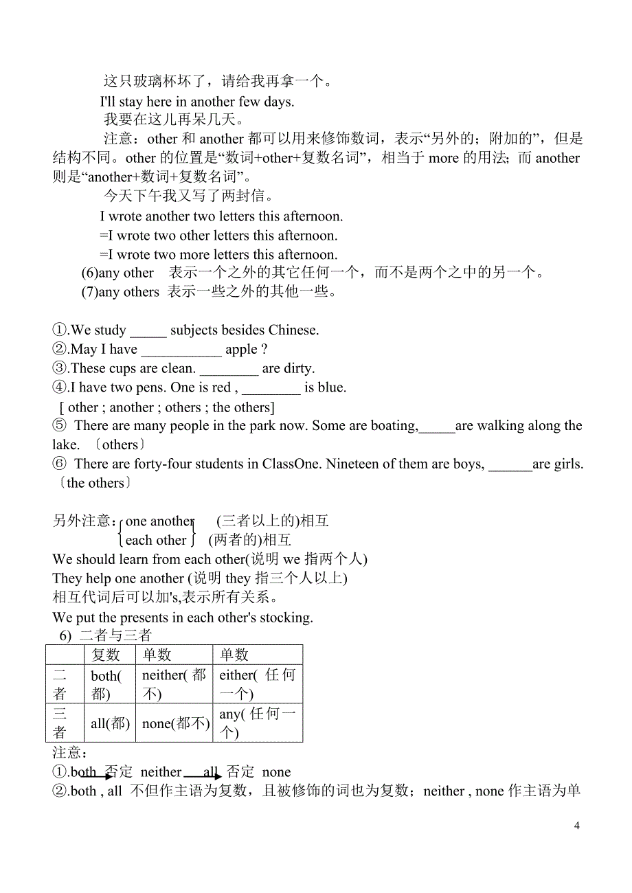 初中英语语法梳理和提高——代词讲解试题_第4页