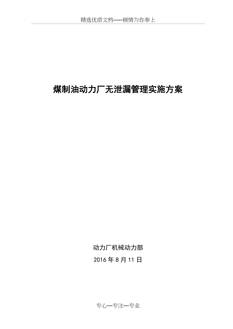 神华煤制油动力厂无泄漏管理实施方案_第1页