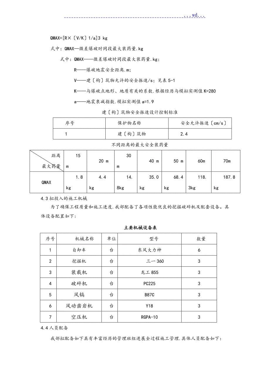 路基石方冷开挖工程施工组织设计方案_第5页