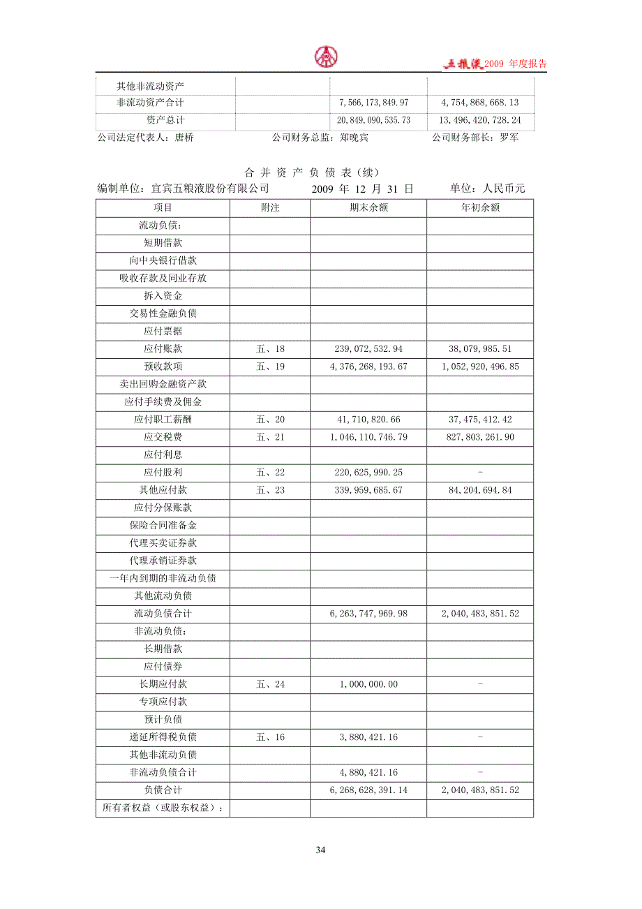 五粮液集团2009年财务报表.doc_第2页